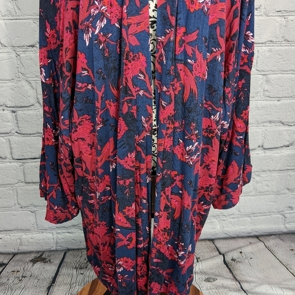 Asos Curve women's 3/4 sleeve stretch knit open cardigan floral print sz 24 bb10 - Picture 6 of 10